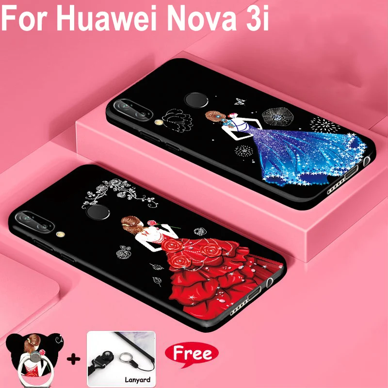 Tālrunis Gadījumos Huawei Nova 3i Gadījumā mīksta Silikona Vāciņu soma būtiska 6.3