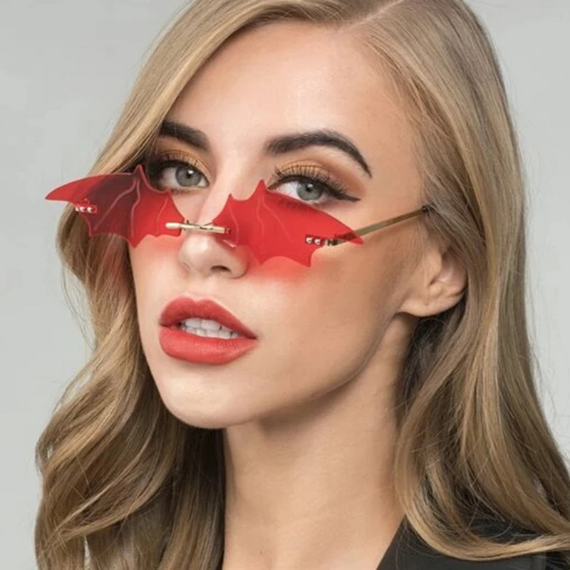 Unikālo Bat Saulesbrilles Sieviešu Modes 2020. Gadam, bez apmales, Saules Brilles Vīriešiem Punk Bezrāmju Brilles Okeāna Objektīvs Spogulis, Stikls Toņos MM92