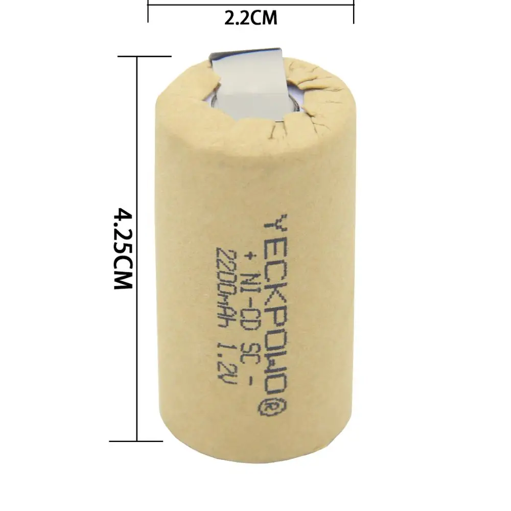 Uzlādējami 1,2 V 2200mAh sub C akumulatoru SC baterijas lodēšanas lentes NICD metināšanas cilnēm skrūvgrieži, lai vielmaifas trumu par dewalt