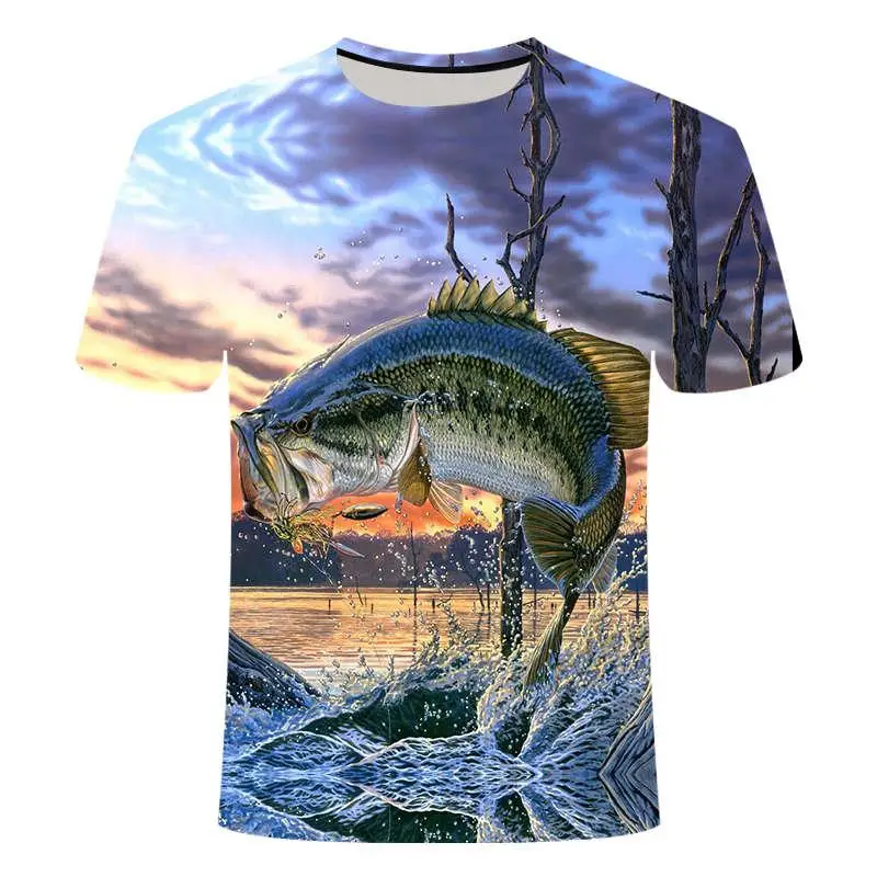 Vasaras vēlākais līdz 2020. gadam zivju Āra T-krekls cilvēks atdzist 3D drukas zvejas vīriešiem īsi topi 0collar gadījuma vīrieši zvejas t-krekls poissons