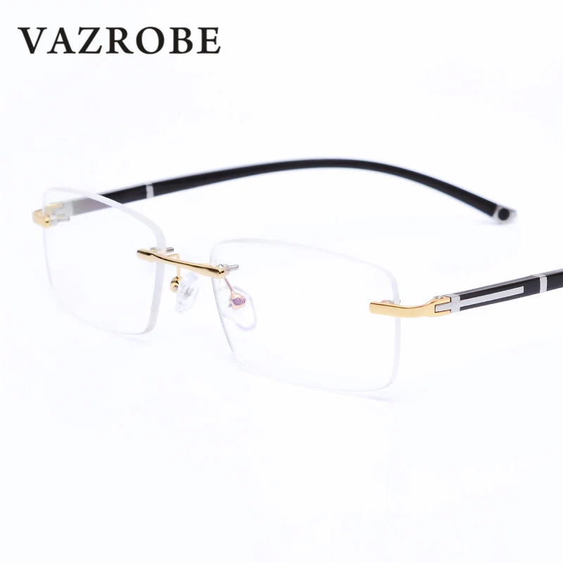 Vazrobe bez apmales Brilles Rāmis Vīriešu brilles cilvēks recepšu brilles melnā zelta bezrāmju Briļļu Optisko lēcu