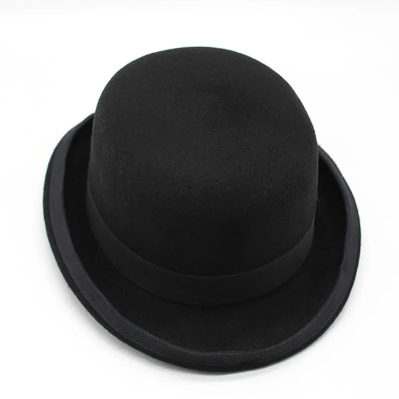 Vilnas fedoras cepuru rudens ziemas vīriešiem kungi īss malām britu stila cietā melnā filca cepures vīriešu kāzu baznīcas oficiālo džeza vāciņi