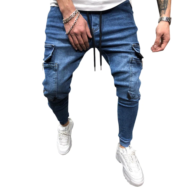 Vīriešu džinsi ar Kabatas Modes Gadījuma Bikses Džinsi vīriešu Apģērbu Hip Hop Harēma Bikses Vīriešu Džinsi, Sporta Bikses Joggers #w