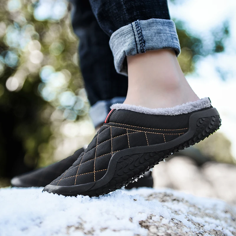 Vīriešu ziemas slinks Mājas čības Āra gadījuma Ūdensnecaurlaidīgi apavi ar neslīdošu auksti pierādījumu vīriešu kurpes Kokvilnas apavi, Liela izmēra 39-48