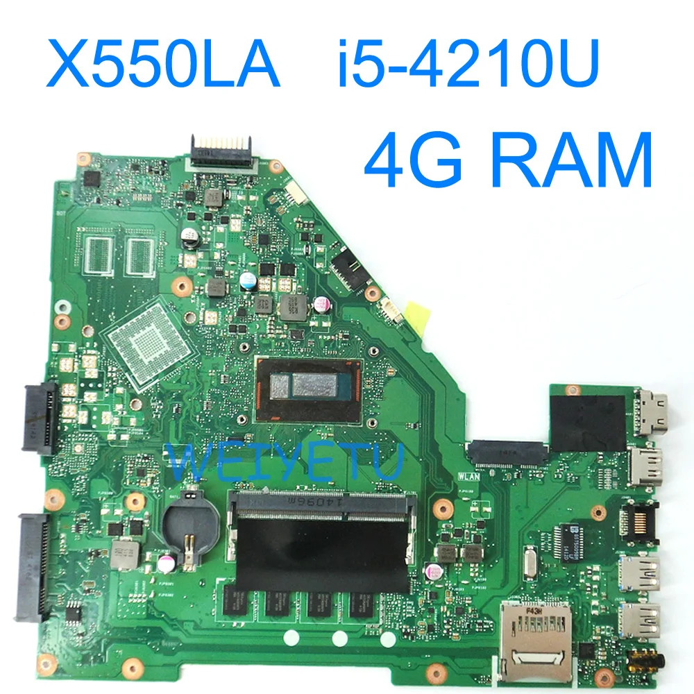 X550LA W/ I5-4210 PROCESORU, 4 gb RAM Mātesplati Par ASUS A550L A550LA R510L R510LA X550L Klēpjdatoru Mainboard 60NB02FA-MBF000 Rev 2.0