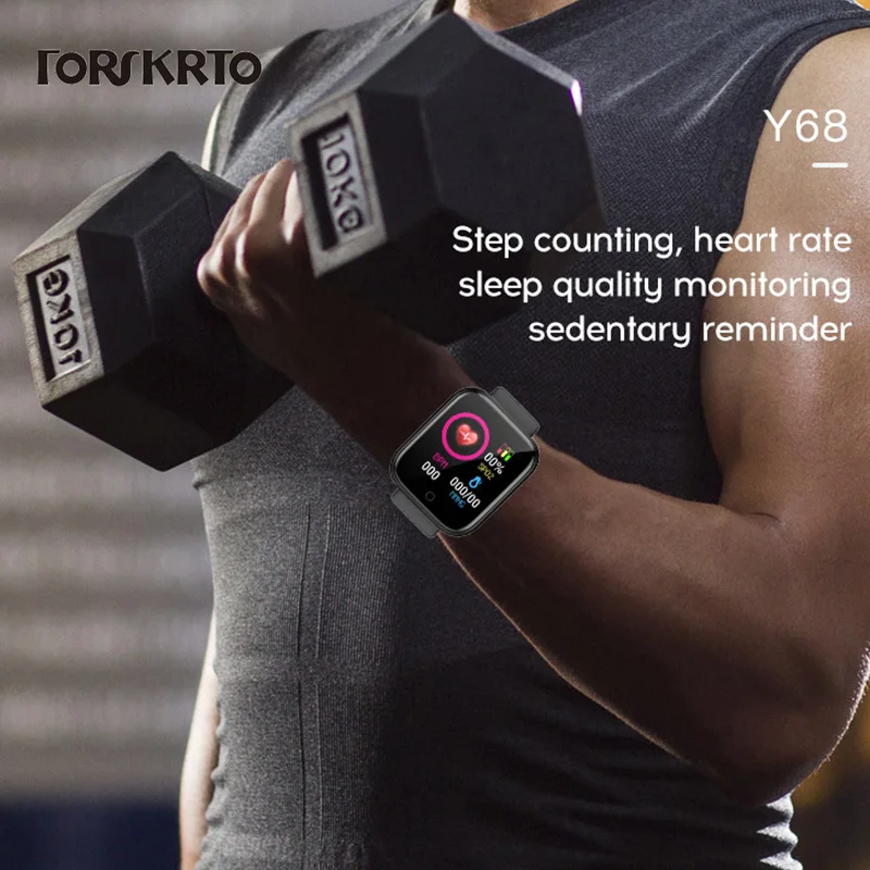 Y68 Bluetooth Smart Skatīties Vīriešu Ūdensnecaurlaidīgs Sports Fitness Tracker Smart Aproce Asinsspiediens, Sirds Ritma Monitors D20 Smartwatch