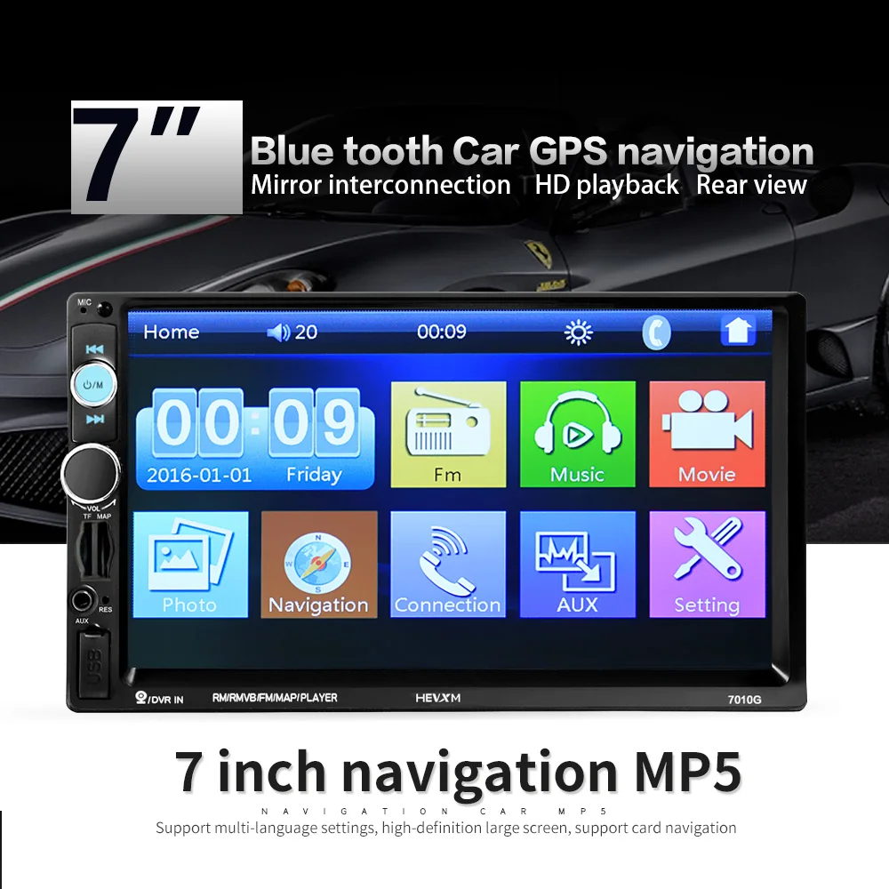 YLKGTTER 7INCH 2din Auto Multimedia Player, Automašīnas Atpakaļskata Kamera, TFT Touch HD Ekrāns Tālvadības GPS Funkciju, MP5 Laiks Atgādinājums FM Radio