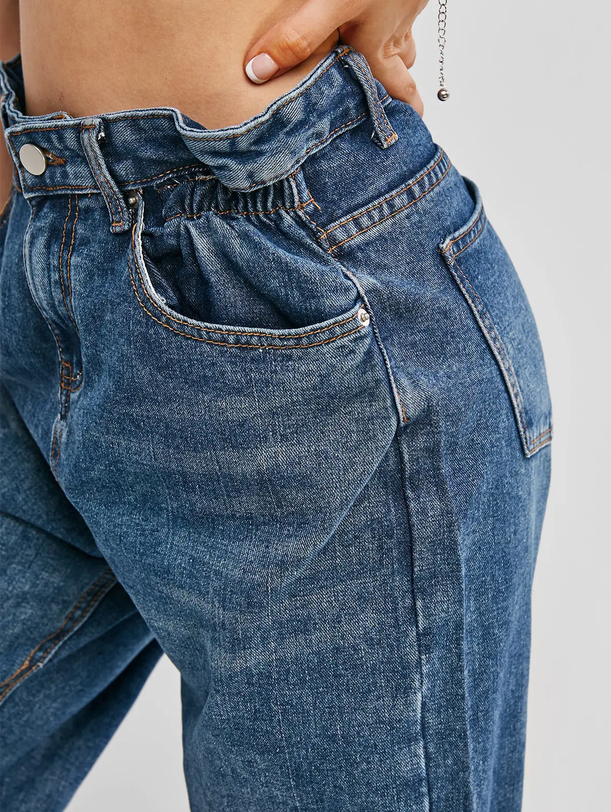 ZAFUL Sieviešu Džinsa Džinsi Cietā Vintage Augsta Vidukļa Plaša Kāju Bikses Kabatas Zaudēt Paperbag Džinsi Gadījuma Streetwear Bikses