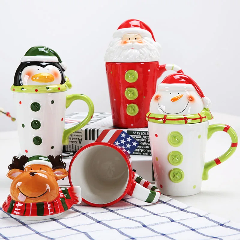 Ziemassvētku Keramikas Krūzes 350 Ml Smieklīgi Ceļojumu Tēja Kafijas Krūze Gudrs Akrobāts Santa Claus, Sniegavīrs Pingvīns Aļņu Meitenes, Zēni Draugi Dāvanas