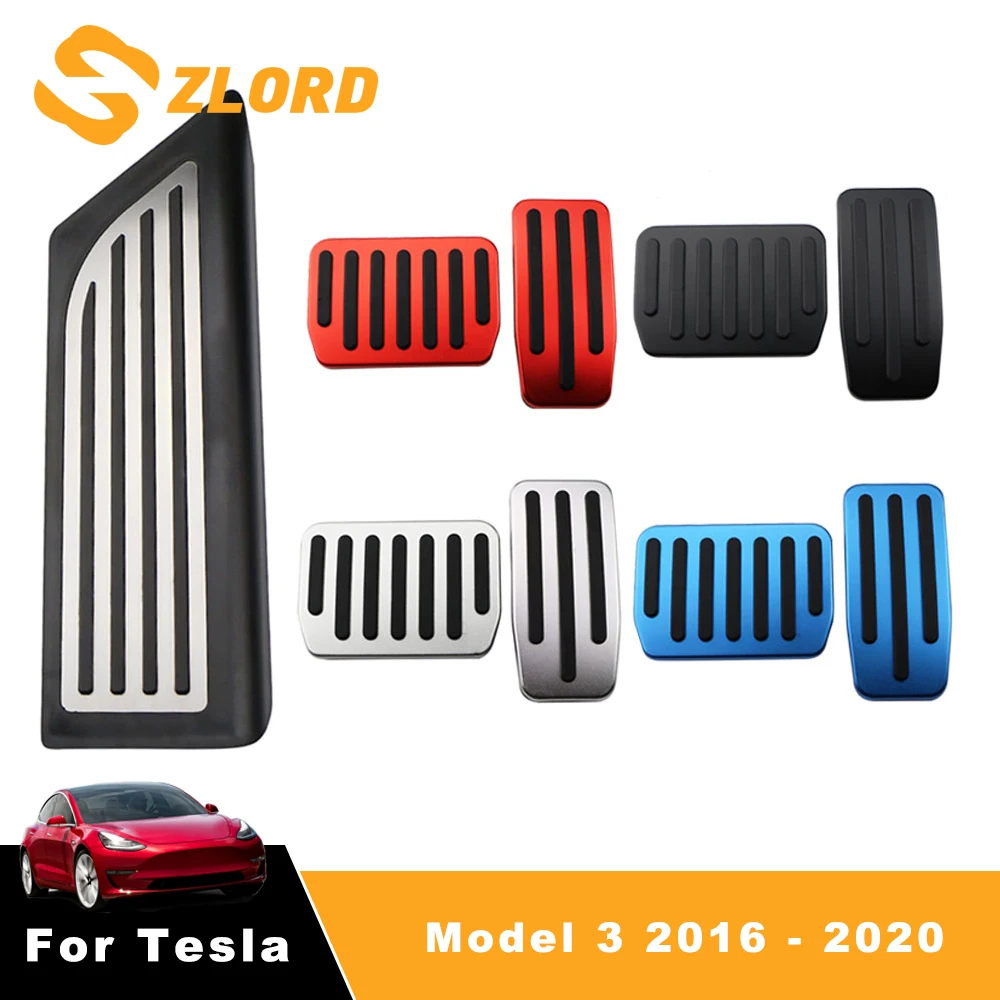 Zlord Model3 Auto Pedāļu Uzlikas, Uz Tesla Model 3 Y Piederumi Alumīnija Sakausējuma Akseleratora, Bremžu Atpūtas Pedāli Modeli, Trīs