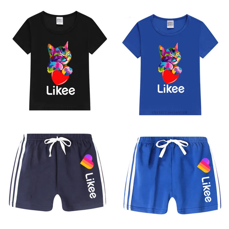 Zēns un Meitene Likee Smieklīgu T Kreklu Bērnu Dzīvnieku Cat T Krekls, Šorti Komplekts Bērniem Topi+Bikses Tērpiem Uzstādīt Kaķu Apģērbu Komplekti,Piliens Kuģis