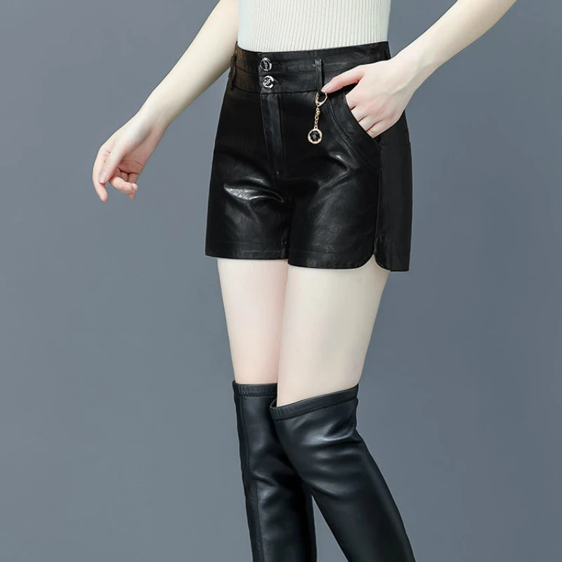 Šorti Sievietēm PU Ādas Atpūtas Plus Samta Silts Ziemas Plus Izmēra 5XL Augsta Vidukļa Slim Sieviešu korejiešu Stilā Dienas Streetwear Jaunas