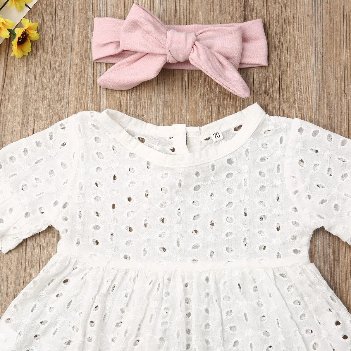 0-24M Baby Girl Apģērbu Meitenēm LaceShort Piedurknēm Top Bērnu T-Krekls, Bikses Bikses Galvu Komplekts Jaundzimušo Bowknote Bikses Apģērbs 3Pcs