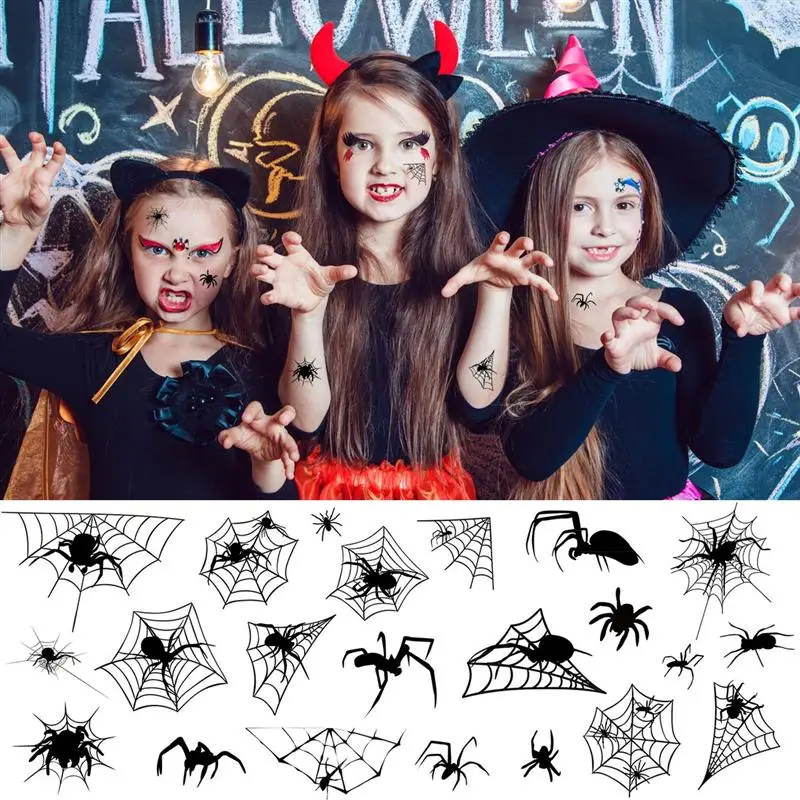 10 Loksnes Halloween Mākslas Tetovējumi Sejas, Ķermeņa Uzlīmes Puse Rotājumi Bērniem, Pieaugušajiem Halloween Puse DIY Rotājumi