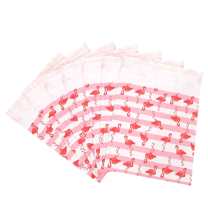 10PCS Drukāts Plastmasas Burbulis Mailer Flamingo Dizaina Modes Tendence Polsterētas Aploksnes Pasta soma automātiskais zīmogs aploksnes Piegāde soma