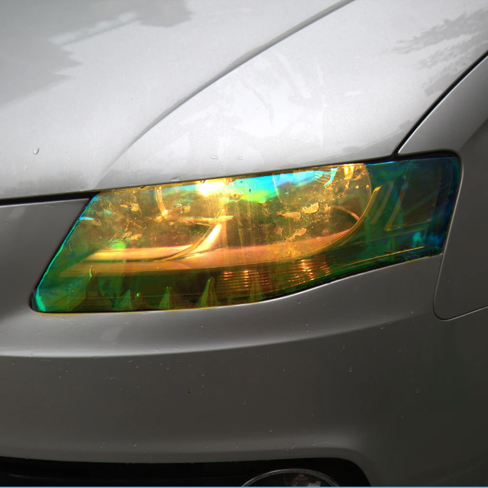 120*30cm Spīdīgu Hameleons Auto Auto Stils Lukturus, aizmugurējos lukturus, Caurspīdīga Plēve Gaismas Pagriezās Mainīt Krāsu, Auto Plēves, Uzlīmju