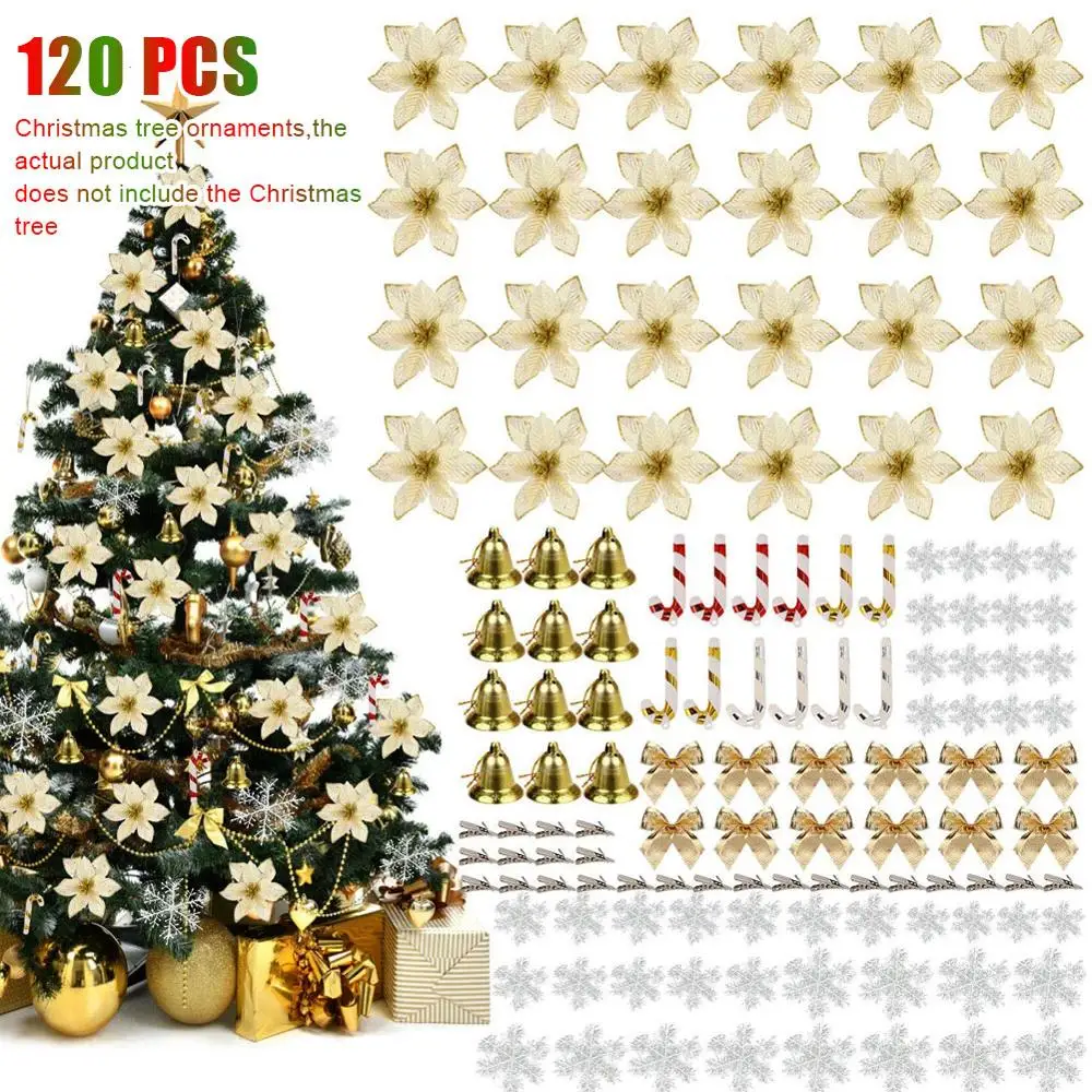 120pcs Ziemassvētku Eglīte Piekariņi Plastmasas Puķu Simulācijas Ziedu Kopu Kulons Piekārtiem Rotājumi Amatniecības Ziemassvētki Mākslīgie Ziedi