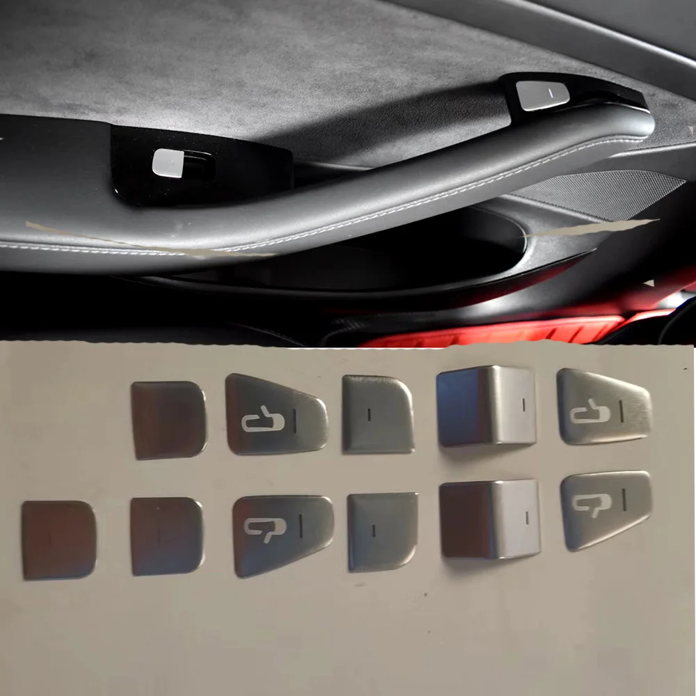 1Set Auto Logu Pacēlāja Slēdža Pogu, Durvis, Uzlīmes Apdari Par Tesla Model 3 2017-2020 Auto Dizains Interjera Aksesuāri