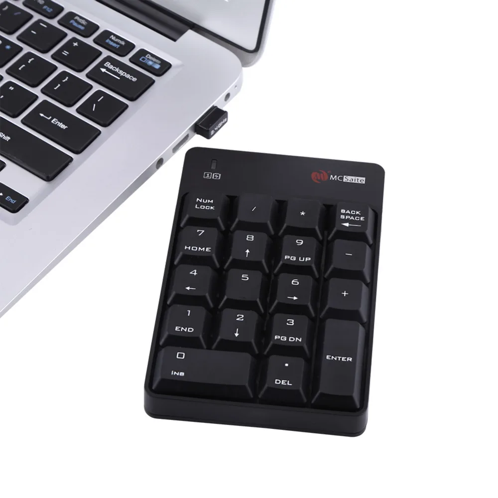 2.4 GHz Wireless Keyboard USB Numpad Ciparu Tastatūra Skaits 18 taustiņi Pad For Laptop PC Melna Balta Bezmaksas Piegāde teclado