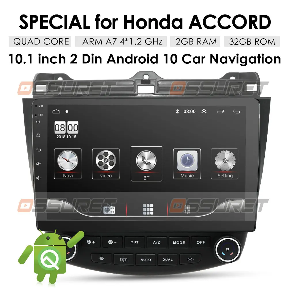 2 Din Android 10 Četrkodolu Automašīnas Radio, GPS Spēlētājs Honda Accord 7 2003 2004 2005 2006 2007 Galvas Vienības Stūres Rata Kontroles