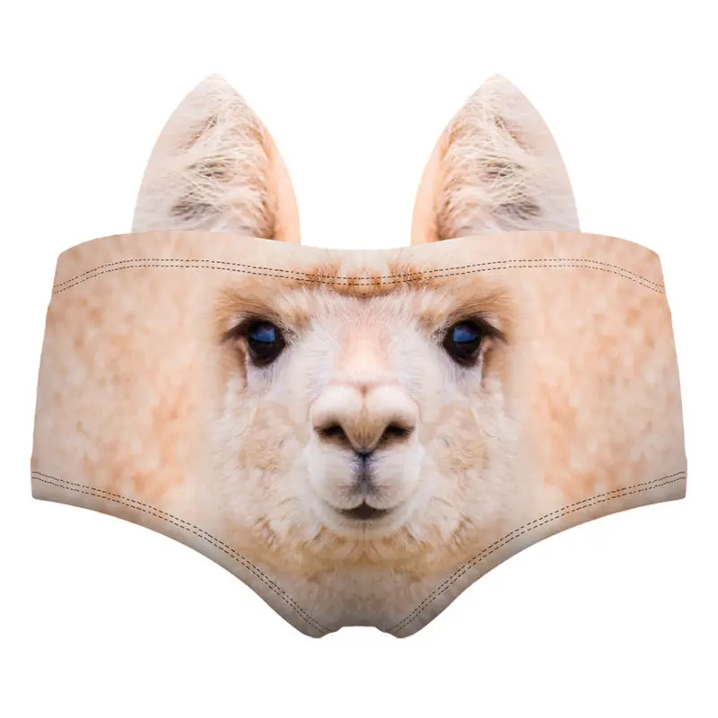 2019 Smieklīgi Jaunas ielidošanas Modes Dāmu Apakšveļa Savvaļas Dzīvnieku 3D Drukāšanas Auss, Sieviete Sexy Apakšbiksītes Suns Lamu Puma Mērkaķis Kaķis Biksītes