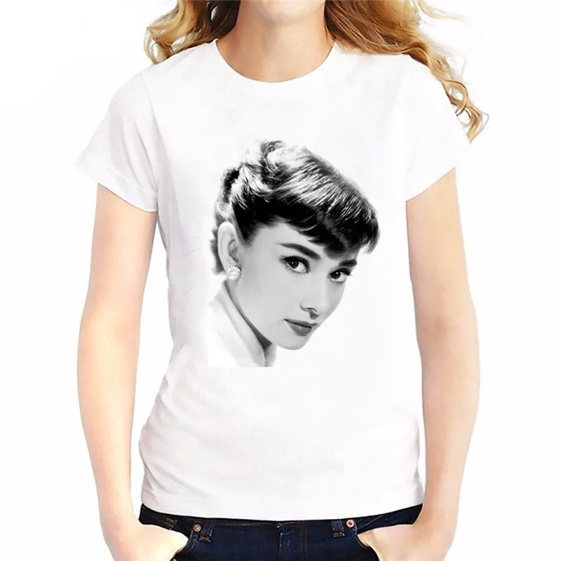 2019 vintage Audrey Hepburn iespiests t krekls sievietēm 3D tshirt modes balts o kakla vasaras tops ar Īsām Piedurknēm tee meitenēm