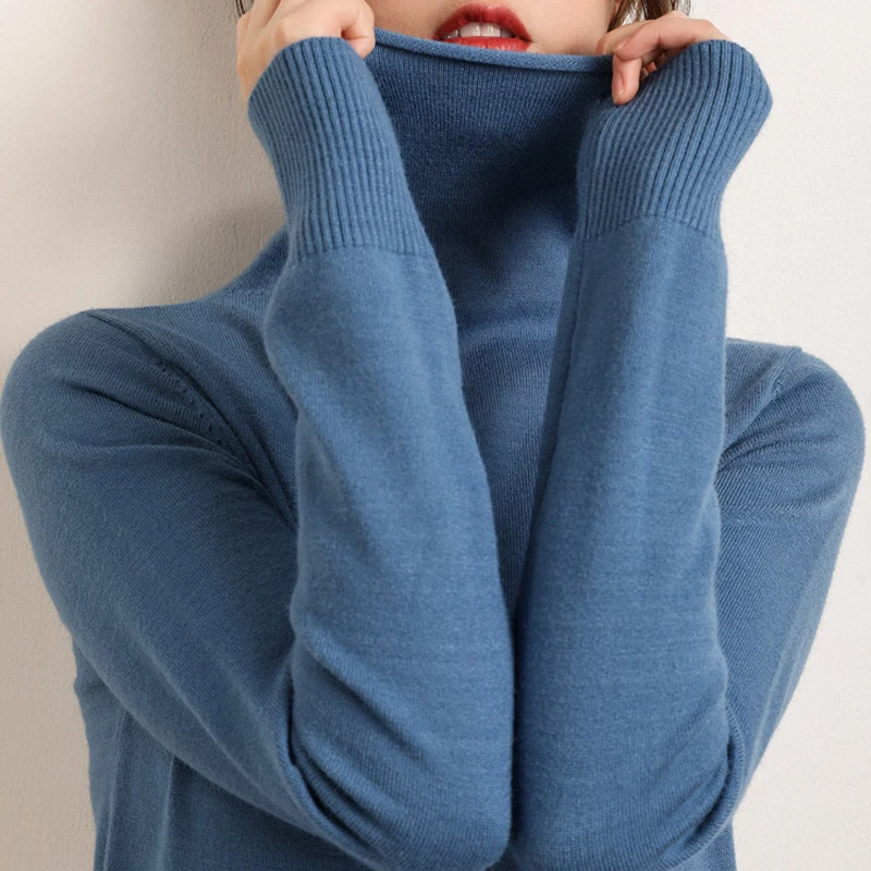 2020 rudens ziemas trikotāžas džemperis sievietēm cietā gadījuma džemperi ar garām piedurknēm augstu uzrullētu apkakli zaudēt pull sieviešu džemperis sweter damski