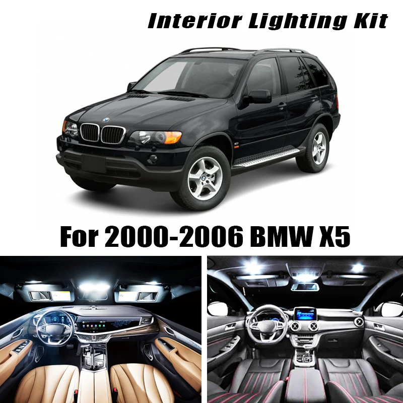 22pc canbus Bez Kļūdām LED Lasījumā Spuldzes Interjera Dome Kartes Light Kit 2000. - 2006. gada BMW X5 E53 3.0 i es 4.4 4.6 4.8 ir 6000K Balts