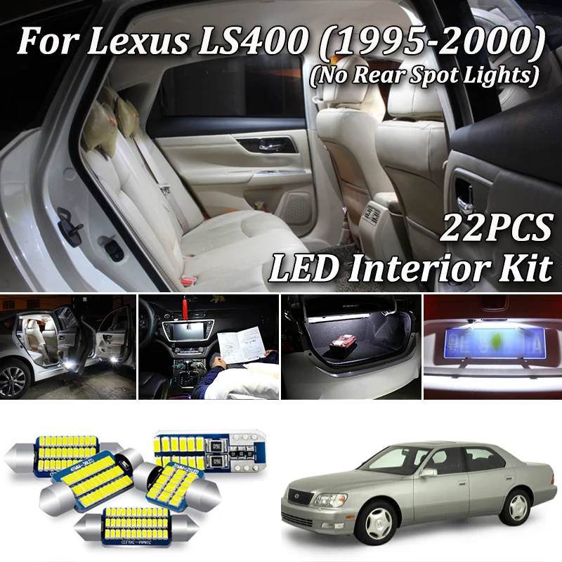 22Pcs Nav Kļūda Canbus Par Lexus LS 400 LS400 no 1995. līdz 2000. gadam LED salona Apgaismojuma + Licence Plate Lampu Komplektu (Nav Aizmugures salona Apgaismojums)