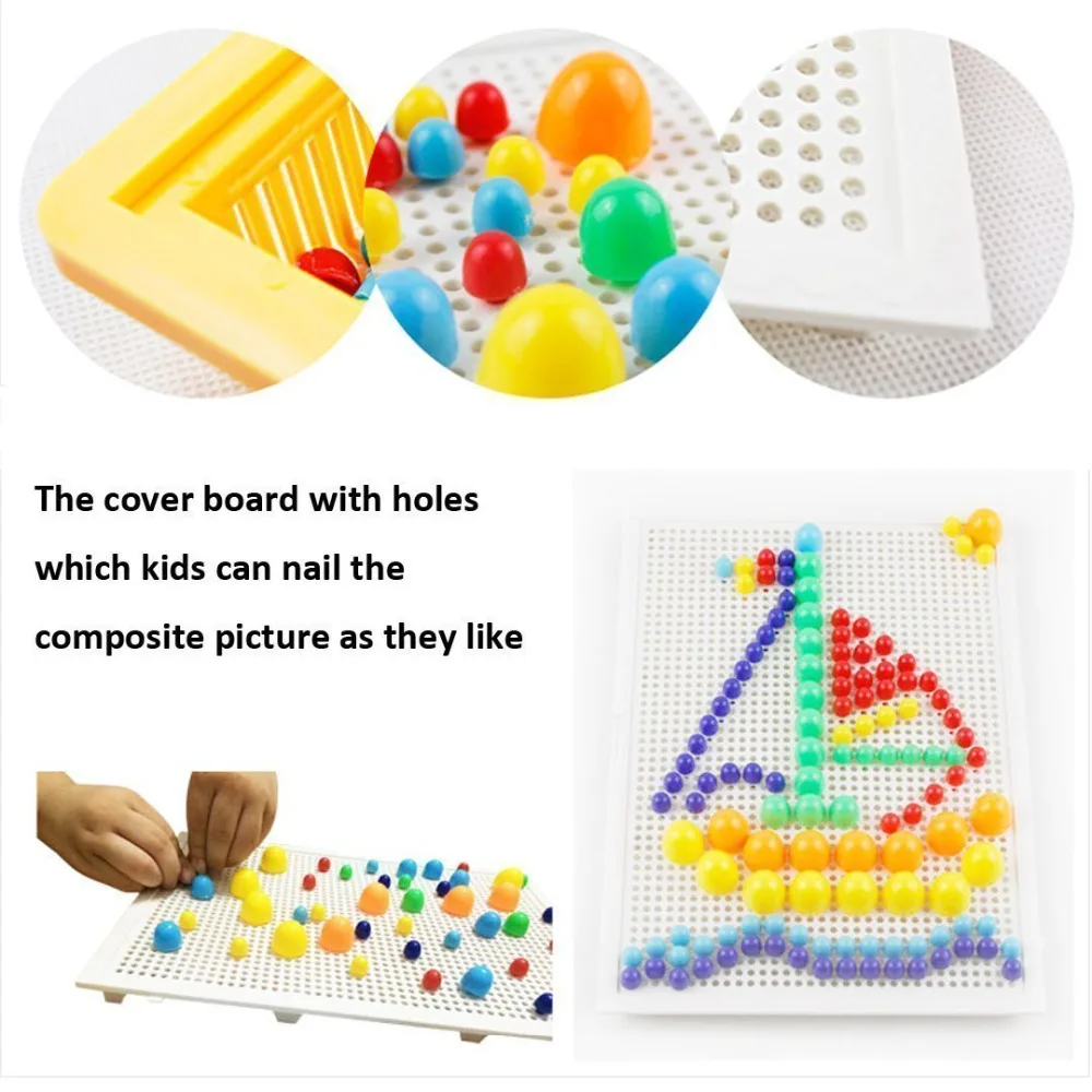 296 Sēņu Nagu Puzzle Izglītības Mācību viedo Spēles DIY Plastmasas Flashboard Izlases Krāsas Bērnu Izglītības Rotaļlieta