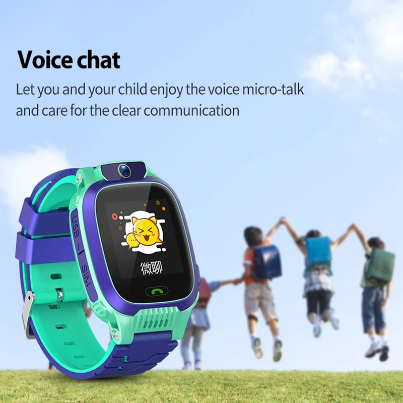 2G SIM Kartes Kids Smart Skatīties Tālrunis Baby Watch Balss Čats Finder atrašanās vietas Noteicējs Ar Vienu Klikšķi SOS SmartWatch Par Bērnu Dāvanu