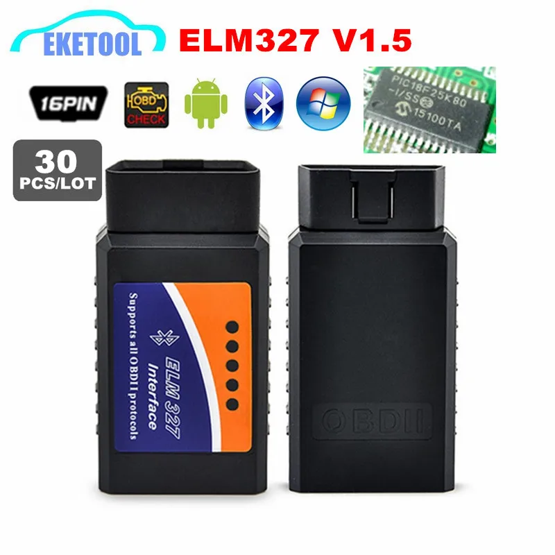 30pcs/Daudz OBD Kodu Lasītājs ELM327 V1.5 OBD2 Saskarne Android Bluetooth Stabilu PIC18F25K80 V1.5 ELM 327 SKENERIS BEZMAKSAS PIEGĀDE