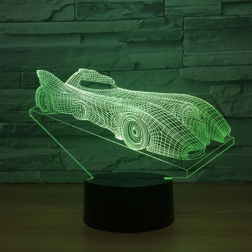 3D LED Ilūziju Sacīkšu Auto Modeli Nakts Lampa USB LED 7 Krāsas, Mirgojošā Galda Lampa kā Jaunums Dāvanas Gaismas & Istaba Rotājumi