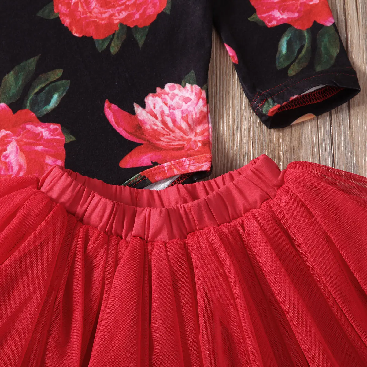 3PCS Ziedu Drukāt Romper Jumpsuit+Tutu Svārki+Galvas Apģērbs Komplekts Jaundzimušo Bērnu Meitene Apģērbu Komplekti