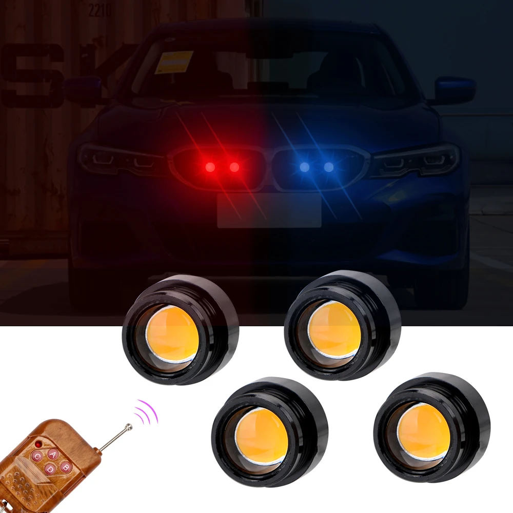 4 1 LED Auto Ērgļa Acs Gaismas, Avārijas Signālierīces Strobe Flash Gaismas Bezvadu Tālvadības Auto Dienas Gaismas lukturi