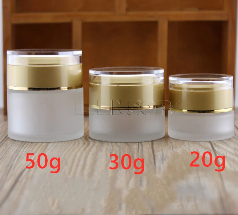 5gab/daudz 20g 30g 50g Matēta Stikla Cream Jar Tukšās Pudeles Kosmētikas Plastmasas Skrūvējamu Vāciņu Konteineru Grims Konteineri