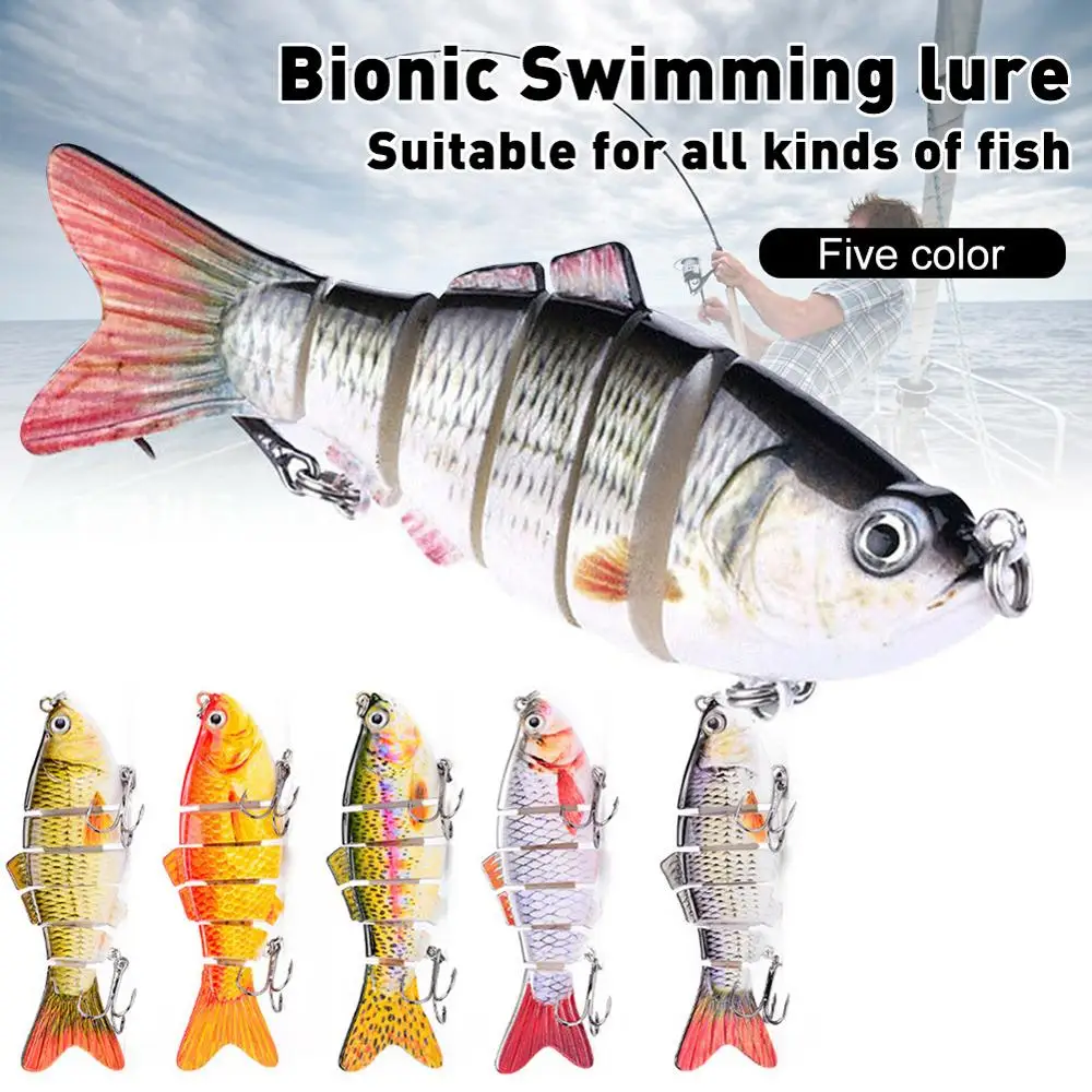5gab Zvejas Vilinājums Swimbait Bass 6-segmentu ar Ķīļtapām Lure Risināt Lodziņā Bionisko ēsmu Luya Jūras grūti ēsmas zvejas vilinājums simulācijas komplekts