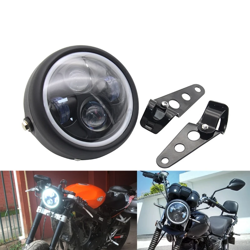 6.5 collu LED Motocikla priekšējo Lukturu HiLo galvas gaismas lukturi DRL Spuldze par Sportster Cafe Racer Bobber