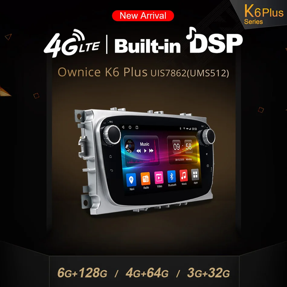 6G 128G Ownice Android 10.0 Auto DVD Atskaņotājs 2 Din radio, GPS Navi, lai Ford Focus Mondeo Kugas C-MAX, S-MAX, Galaxy Audio Stereo Vienības
