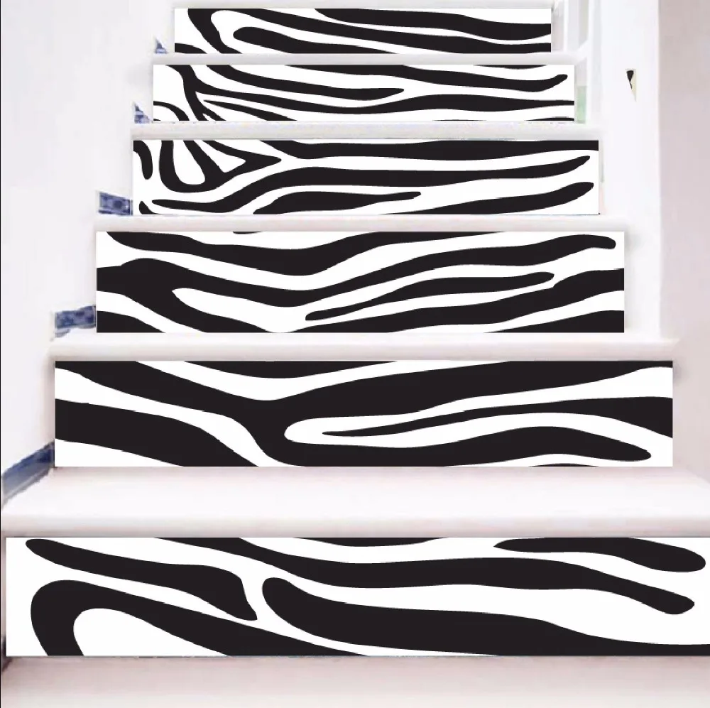 6pcs/set 18 cm x 100cm Zebra Modelis Stils Kāpņu Uzlīmes Tapetes LTT037