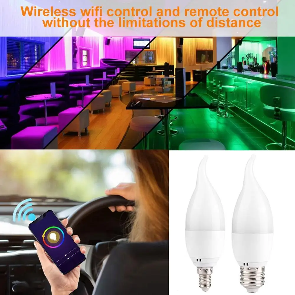 6W RGB Smart Wifi LED Sveču Gaismā Apdare Smart Dzīves WiFi Sveču Spuldze Atbalstu Amazon Alexa/Google Home/IFTTT Smart Gaismas