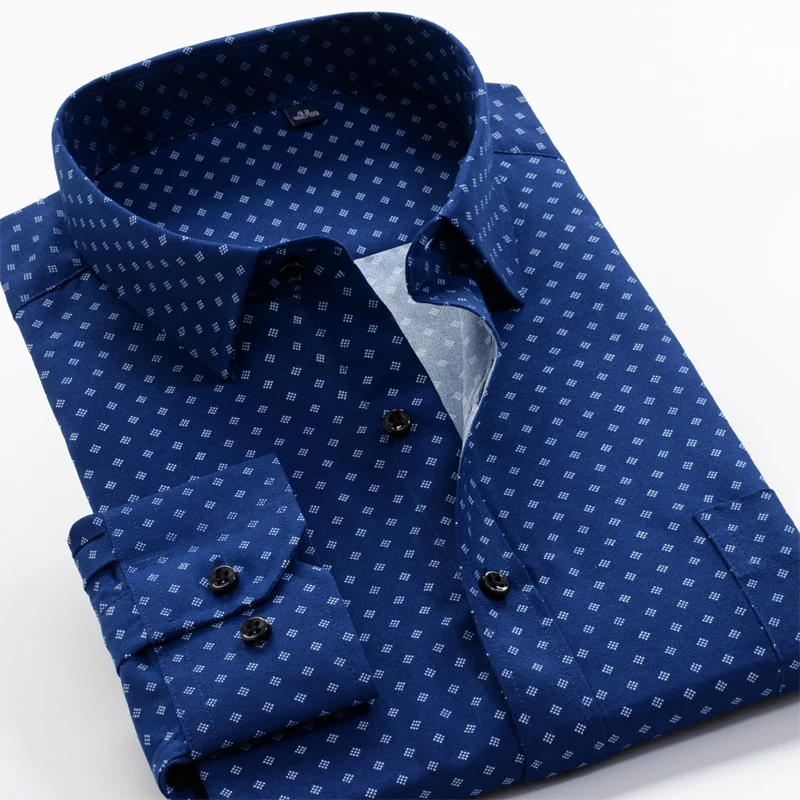 6XL 7XL 8XL 9XL 10XL SHANBAO zīmola nestandarta izmēra vīriešu rudens gadījuma garām piedurknēm krekls ģeometrisko modeli, iespiests klasisks krekls