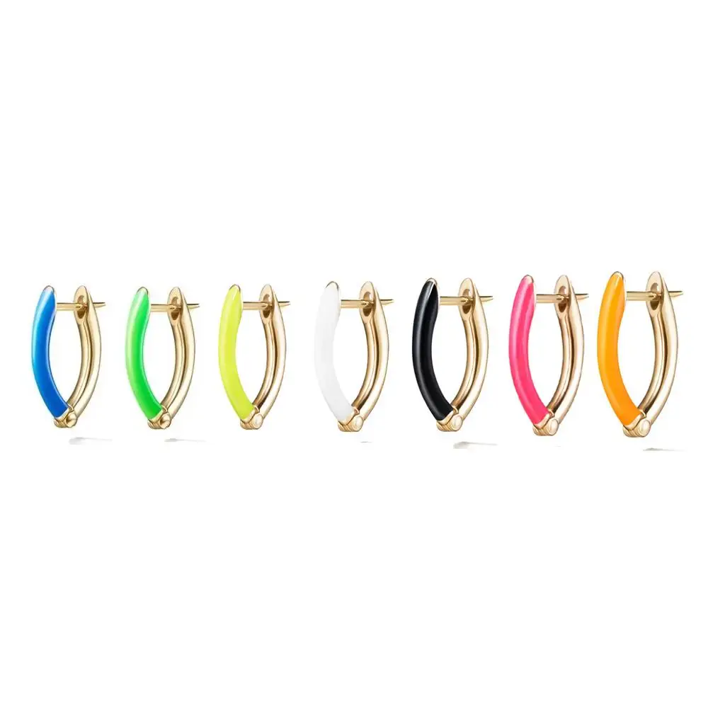 7 krāsās, Ovālas Neona emaljas stīpas auskari vasaras karstā pārdošanas vienkāršu multi pīrsings mini mazs huggie stīpām