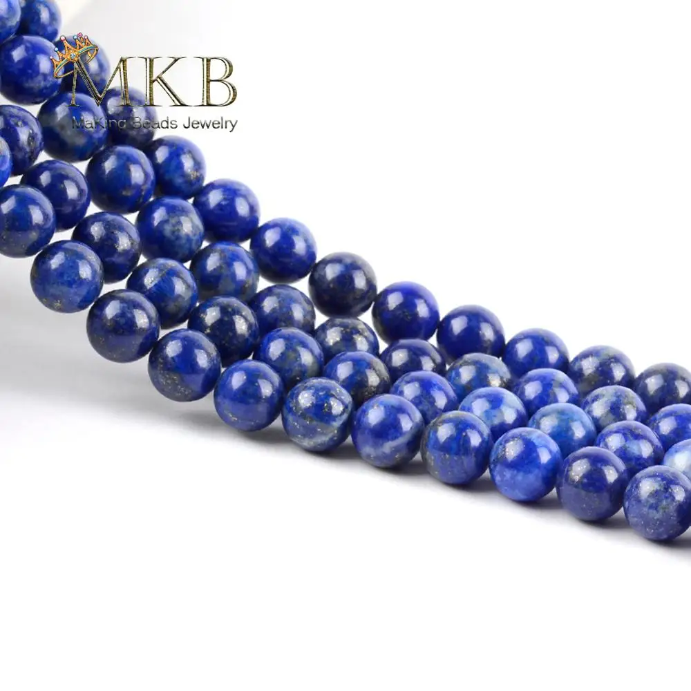 AAA Dabīgā Akmens Lapis Lazuli Kārtas Zaudēt Krelles Rotaslietas Pieņemšanas Distances Krelles Diy Aproce, Kaklarota, 4 6 8 10 12 mm 15inches