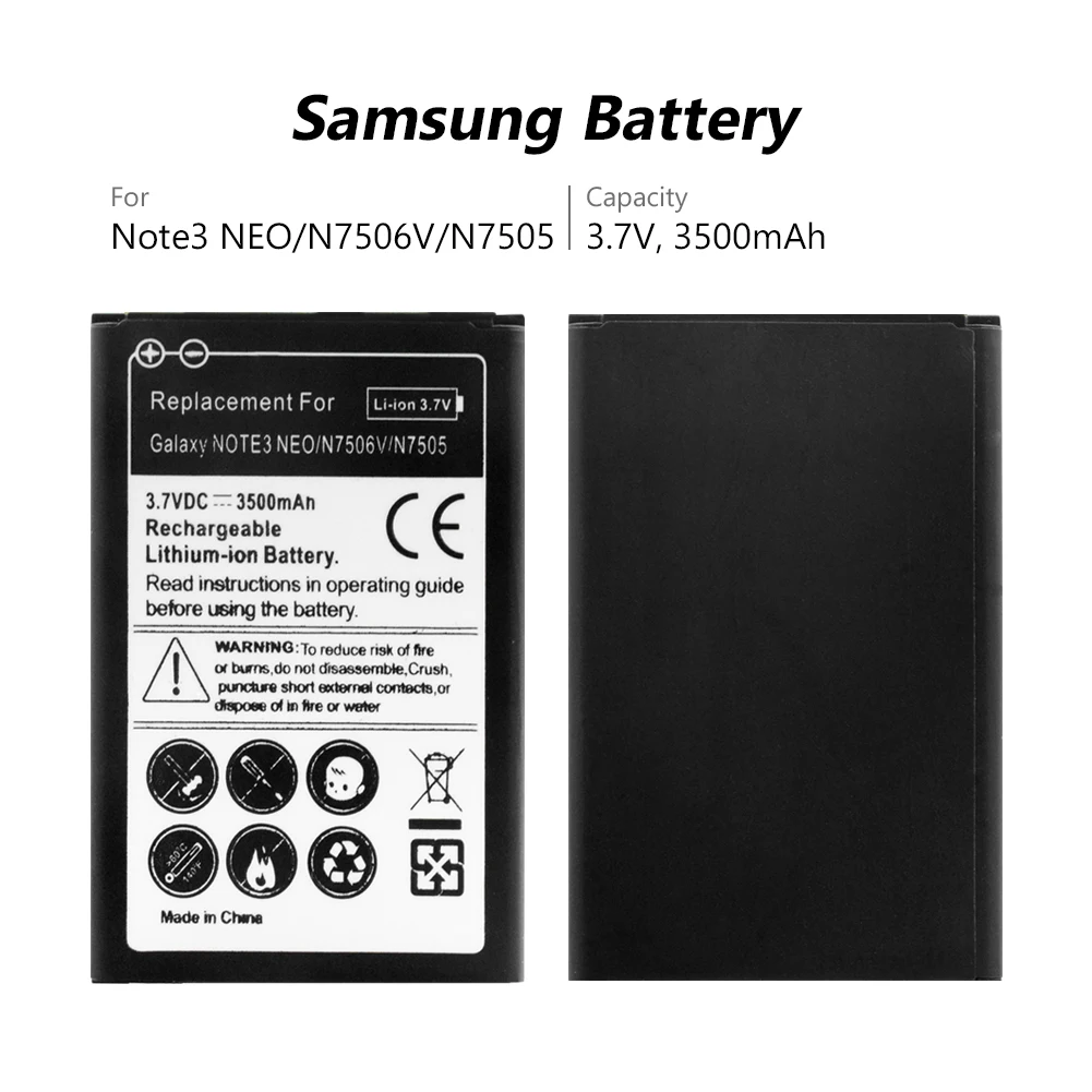 Akumulators 3.7 V 3500mAh Litija Akumulators Samsung Galaxy Note 3 Mini/3. Piezīme Neo/SM-N750/SM-N7502/SM-N7505