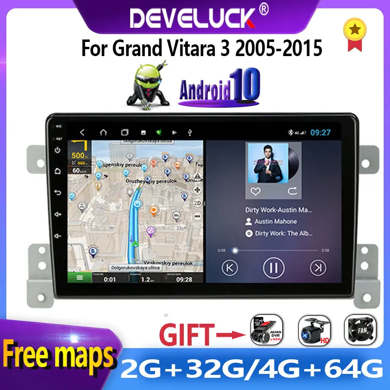 Android 10.0 Auto Radio Multimediju Video Atskaņotājs, GPS Navigācijas Suzuki Grand Vitara 3 2005-2 Din RDS 4G+64G Split Screen
