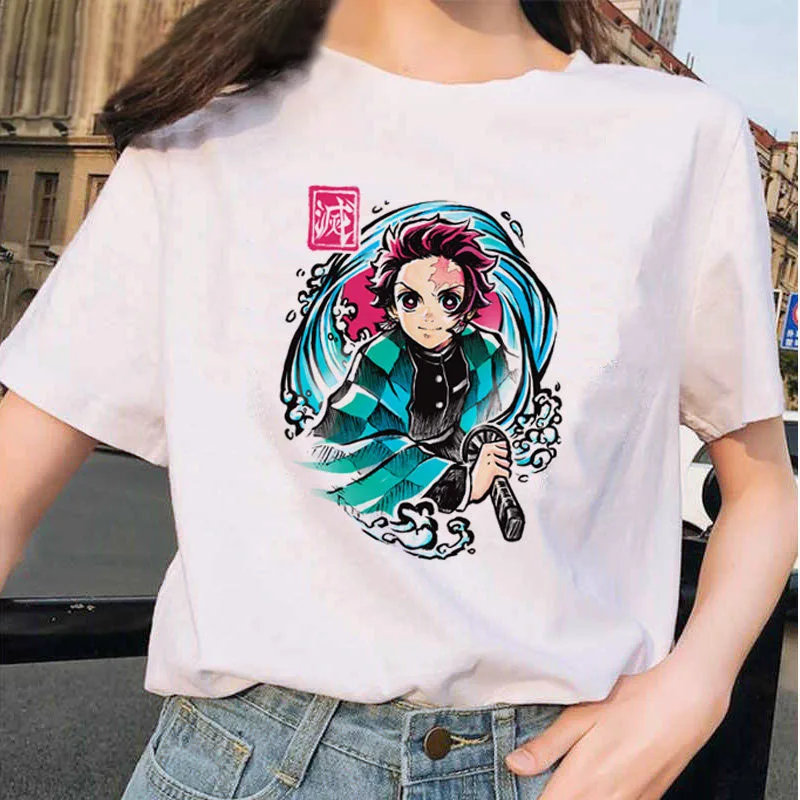 Anime, Killer Demon Harajuku Dāmu T-krekls Ulzzang Drukāt Grafiskā Krekls Kimetsu Nav Yaiba Kawaii T-krekls Sievietēm, Sieviešu T-krekli