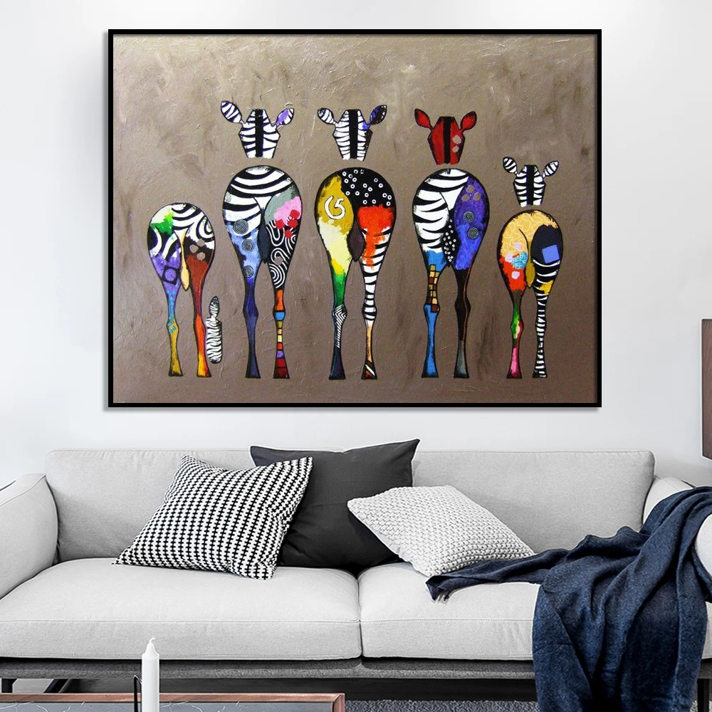 Anotācija Zebra Audekls Mākslas Gleznas Pie Sienas, Krāsains Dzīvniekiem Mākslas Izdrukas Āfrikas Dzīvniekiem, Mākslas Attēlus Dzīvojamās Istabas Sienas