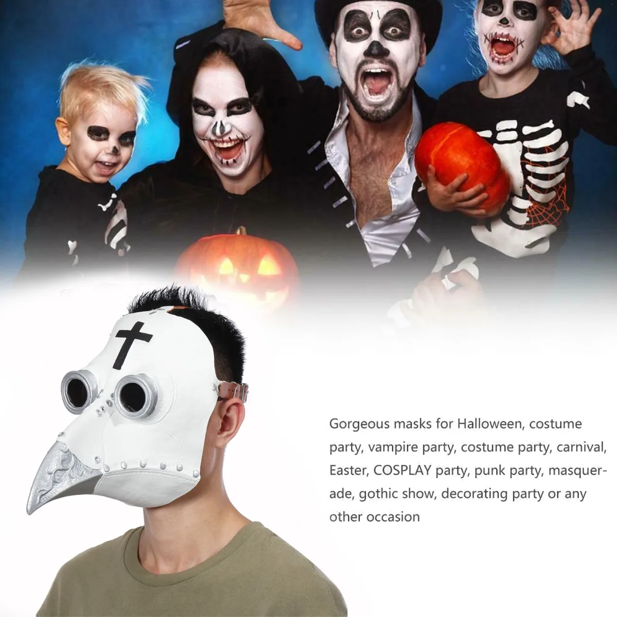Anti-putekļu Aizsardzības Halloween Mēris Ārsts Lateksa Maska Garš Deguns Knābis Putnu Vārna Cosplay Steampunk Halloween Piederumi