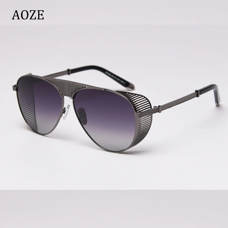 AOZE 2020. gadam, modes vīzija man stils polarizētās steampunk saulesbrilles cilvēks foršs vairoga sānu pusē dizaina zīmolu saulesbrilles oculos de sol
